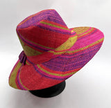 Flat Brim Raffia Sunhat in Rosy Apple Madagascan