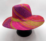 Flat Brim Raffia Sunhat in Rosy Apple Madagascan