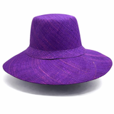 Flat Brim Raffia Sunhat in Deep Purple Madagascan