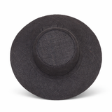 Flat Brim Raffia Sunhat in Black Madagascan