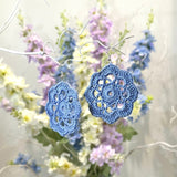 Edged Petal Flower Crochet Earrings (Silver Coloured Hooks)