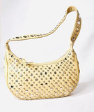 Cream Leather Baguette Handbag Indonesian