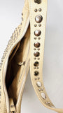 Cream Leather Baguette Handbag Indonesian