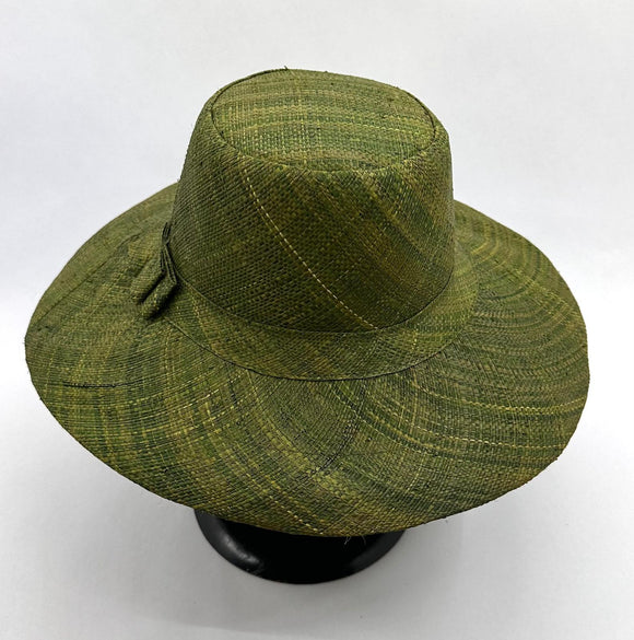 Flat Brim Raffia Sunhat in Avocado Madagascan
