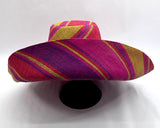 Raffia Curve Brim Hat Large Brim in Rosy Apple Madagascan
