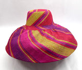 Raffia Curve Brim Hat Large Brim in Rosy Apple Madagascan