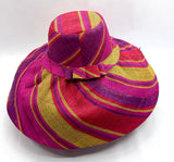 Raffia Curve Brim Hat Large Brim in Rosy Apple Madagascan