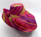 Raffia Curve Brim Hat Large Brim in Rosy Apple Madagascan