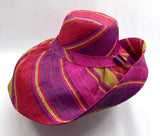 Raffia Curve Brim Hat Large Brim in Rosy Apple Madagascan