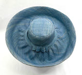 Raffia Curve Brim Hat Large Brim in Steel Blue Madagascan
