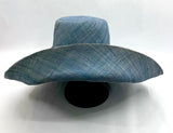 Raffia Curve Brim Hat Large Brim in Steel Blue Madagascan