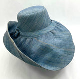 Raffia Curve Brim Hat Large Brim in Steel Blue Madagascan