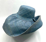 Raffia Curve Brim Hat Large Brim in Steel Blue Madagascan