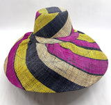 Raffia Curve Brim Hat Large Brim in Liquorice Allsorts Madagascan