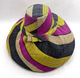 Raffia Curve Brim Hat Large Brim in Liquorice Allsorts Madagascan