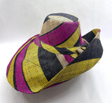 Raffia Curve Brim Hat Large Brim in Liquorice Allsorts Madagascan