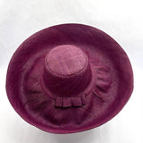 Raffia Curve Brim Hat Large Brim in Wine Madagascan