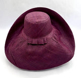 Raffia Curve Brim Hat Large Brim in Wine Madagascan
