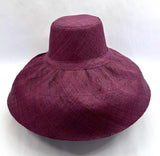 Raffia Curve Brim Hat Large Brim in Wine Madagascan