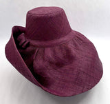 Raffia Curve Brim Hat Large Brim in Wine Madagascan