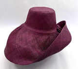 Raffia Curve Brim Hat Large Brim in Wine Madagascan