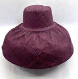 Raffia Curve Brim Hat Large Brim in Garnet Madagascan