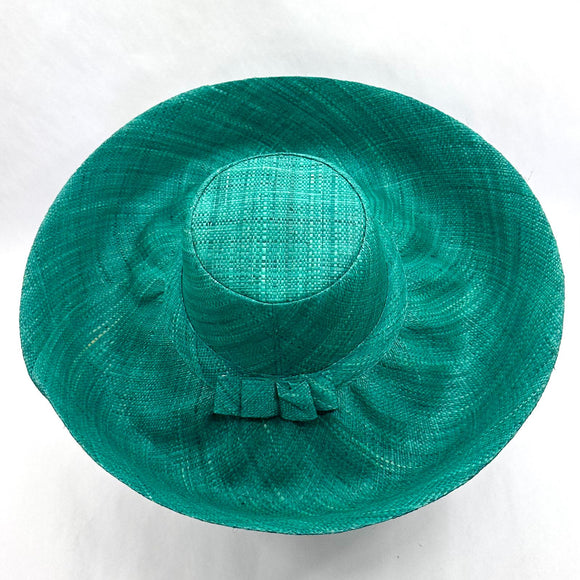 Raffia Curve Brim Hat Large Brim in Teal Madagascan