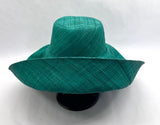 Raffia Curve Brim Hat Large Brim in Teal Madagascan