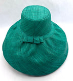 Raffia Curve Brim Hat Large Brim in Teal Madagascan