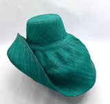 Raffia Curve Brim Hat Large Brim in Teal Madagascan