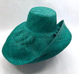 Raffia Curve Brim Hat Large Brim in Teal Madagascan
