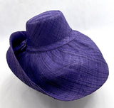 Raffia Curve Brim Hat Large Brim in Indigo Dark Madagascan