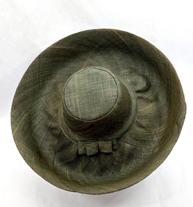 Raffia Curve Brim Hat Large Brim in Hunter Green Madagascan