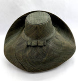 Raffia Curve Brim Hat Large Brim in Hunter Green Madagascan