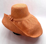 Raffia Curve Brim Hat Large Brim in Apricot Madagascan