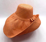 Raffia Curve Brim Hat Large Brim in Apricot Madagascan