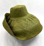 Raffia Curve Brim Hat Large Brim in Olive Madagascan