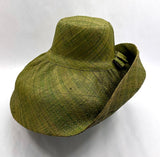 Raffia Curve Brim Hat Large Brim in Olive Madagascan