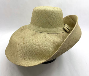 Raffia Curve Brim Hat Large Brim in Pale Green Madagascan