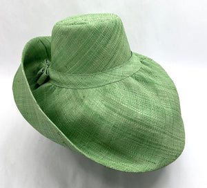 Raffia Curve Brim Hat Large Brim in Pastel Green Madagascan
