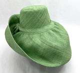 Raffia Curve Brim Hat Large Brim in Pastel Green Madagascan