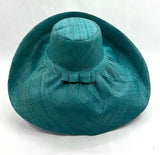 Raffia Curve Brim Hat Large Brim in Peacock Blue Madagascan