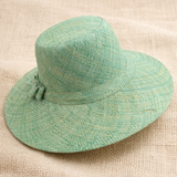 Flat Brim Raffia Sunhat in Light Sea Green Madagascan