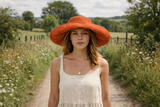 Raffia Curve Brim Hat Standard Brim in Dark Rust Madagascan
