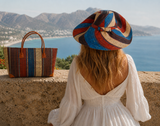 Raffia Striped Handbag Large in Fizzy Cola Madagascan