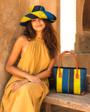 Raffia Striped Handbag Small in Gum Drops Madagascan