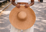 Raffia Curve Brim Hat Large Brim in Stone Beige Madagascan