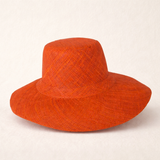 Flat Brim Raffia Sunhat in Burnt Orange Madagascan