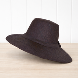 Flat Brim Raffia Sunhat in Black Madagascan