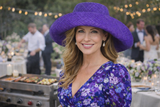 Raffia Curve Brim Hat Standard Brim in Indigo Purple Madagascan